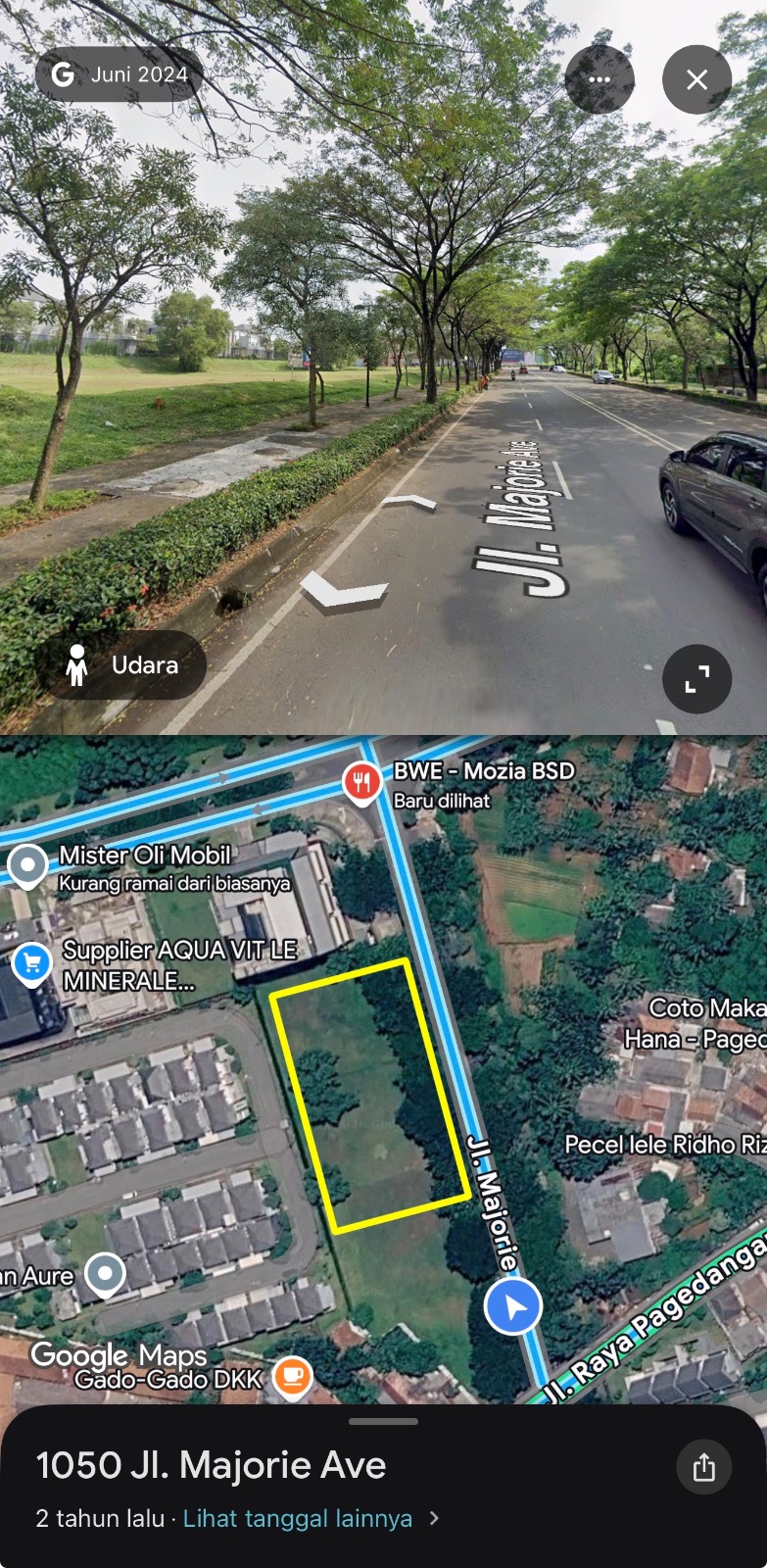 Kavling Komersil Mozia BSD Belakang Gedung BWE BSD